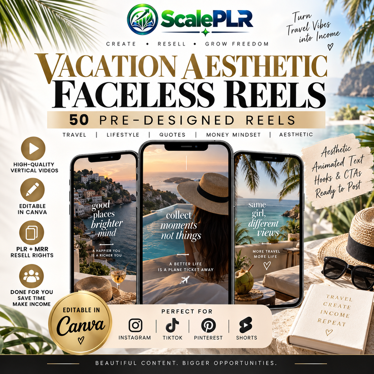 50 Luxury Vacation Faceless Reels | Luxury Travel Videos | PLR + MRR