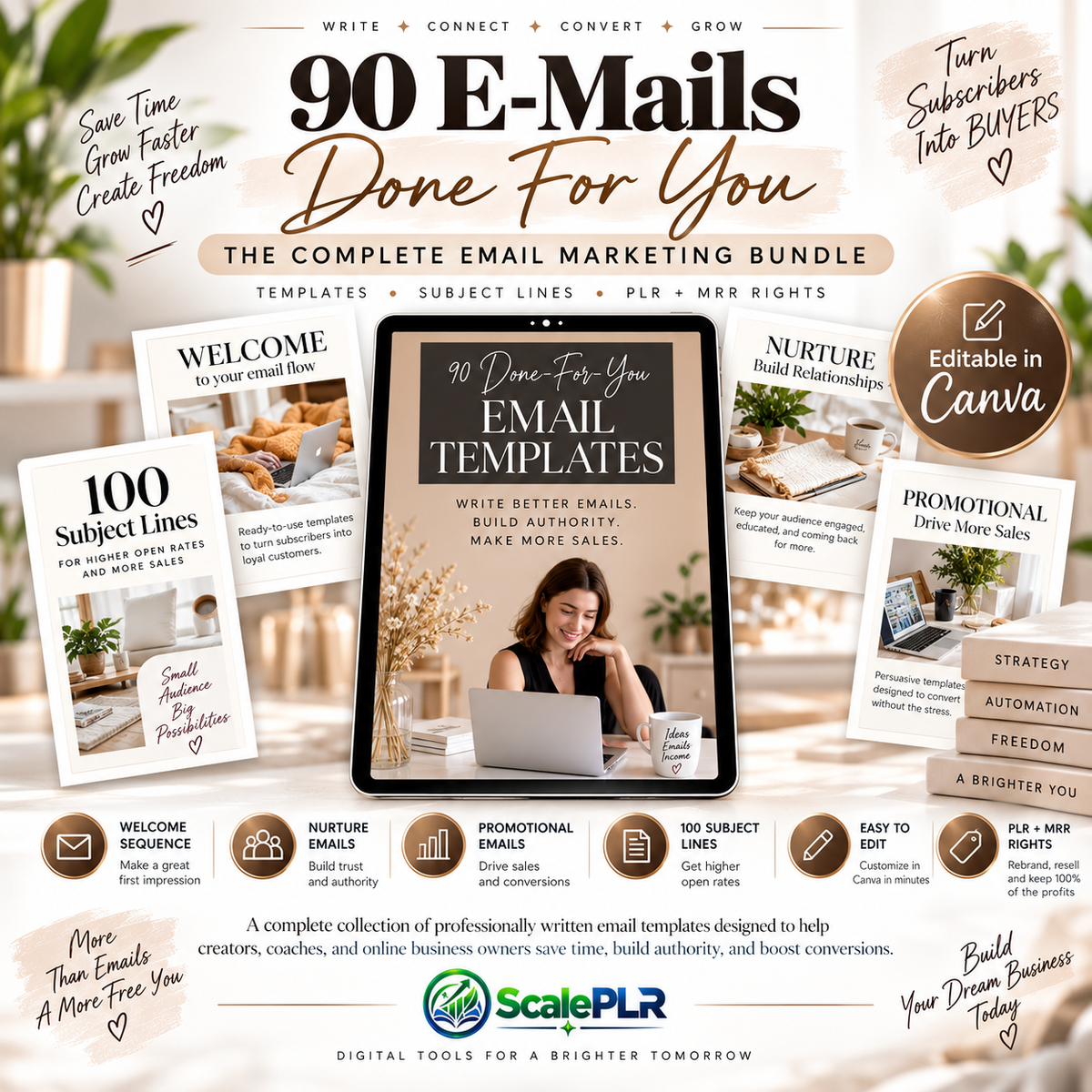90 Pre-Written Email Marketing Templates For Digital Product Business | Master Resell Rights MRR | Private Label Rights | PLR Digital Product