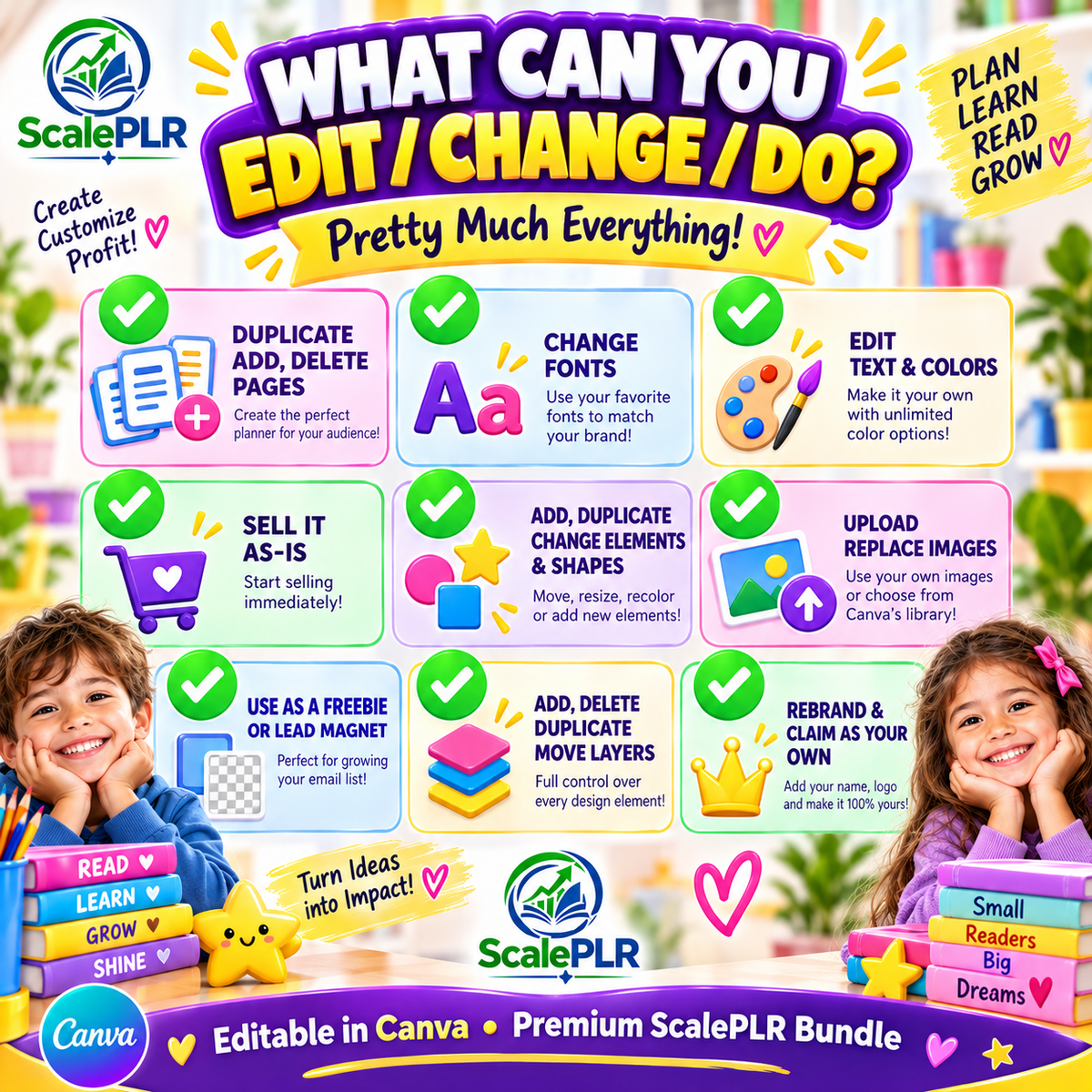 Kids Reading Planner & Journal 2026 | 1200+ Canva Templates | PLR + MRR Resell Rights