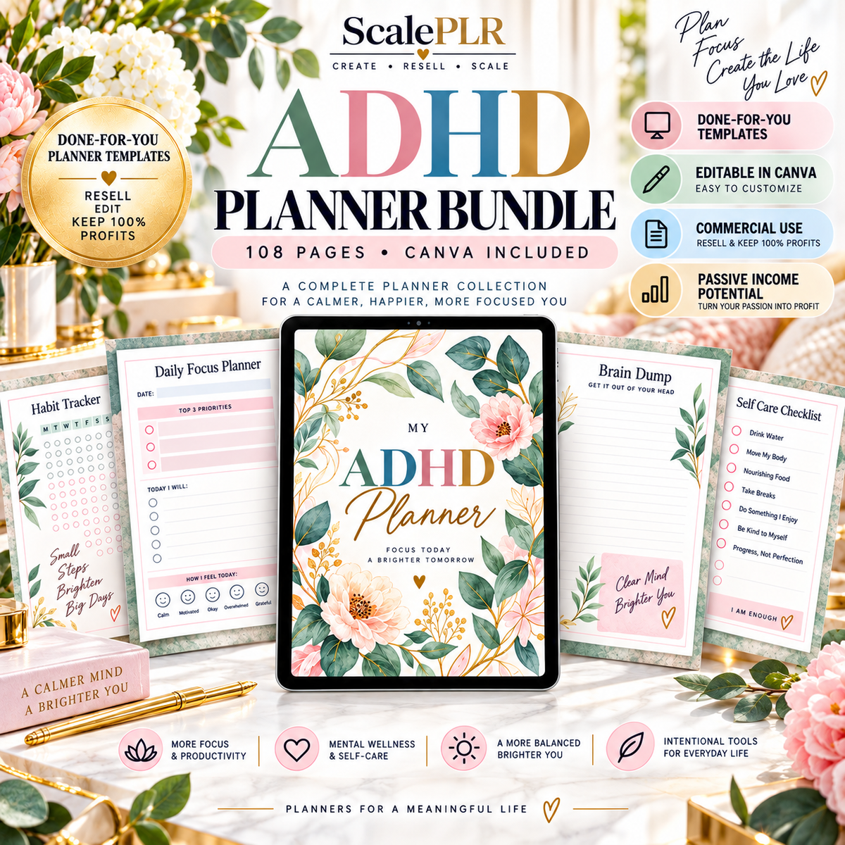 All in One ADHD Digital Planner for Goodnotes, iPad & Phone + Bonus ADHD Notion Template