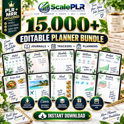 15,000+ Pages PLR Planners, Journals, & Templates | 2026 Bundle | with Resell Rights