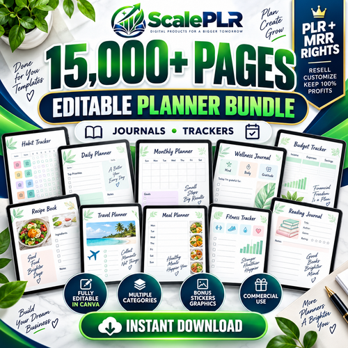 15,000+ Pages PLR Planners, Journals & Templates | Updated 2026 Mega Bundle + New Bonuses & Resell Rights