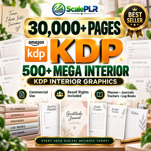 500+ KDP Interior Mega Bundle | 30,000+ Pages, Planners, Journals, Trackers & Logbooks | PLR + MRR