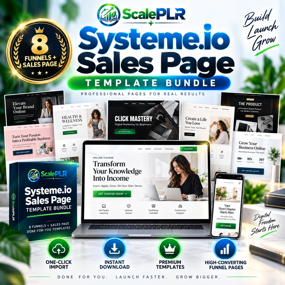 8 Premium One-Click Import Readymade Websites/Funnels