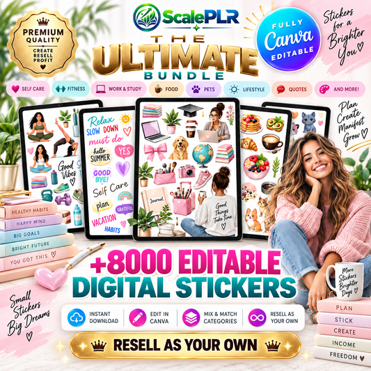 8,000+ Digital Planner Stickers | PNG Bundle for Planners & Journals | PLR + MRR