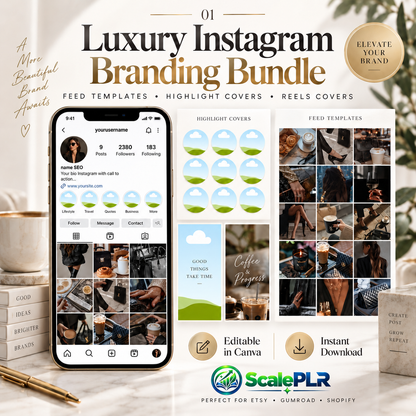 Luxury Instagram Canva Template Kit | Canva Editable | PLR + Resell Rights