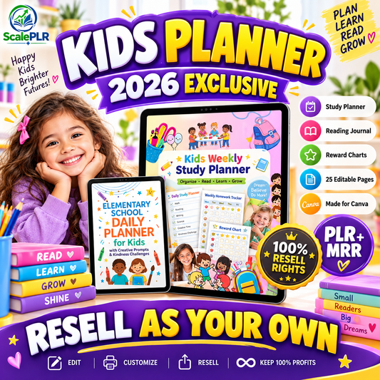 Kids Reading Planner & Journal 2026 | 1200+ Canva Templates | PLR + MRR Resell Rights