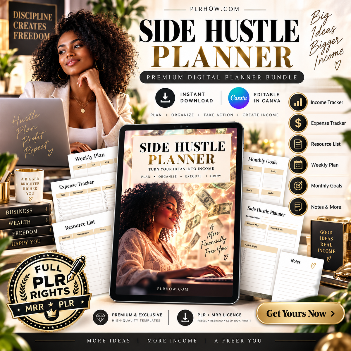 Side Hustle Planner PLR/MRR (2 Versions Included: Editable & Printable)