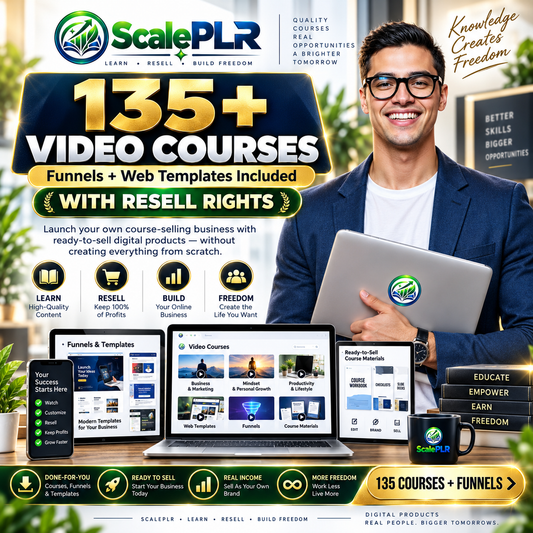 135 Video Courses & 8 Premium Funnels with Resell Rights