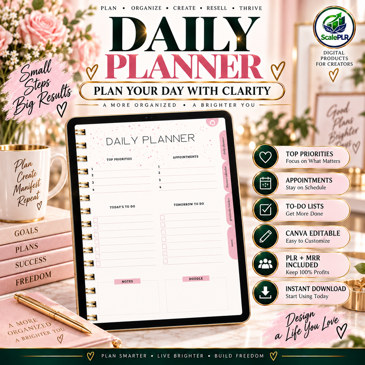 That Girl Digital & Printable Planner 2026 | Self-Care, Wellness & Productivity | Resell Rights