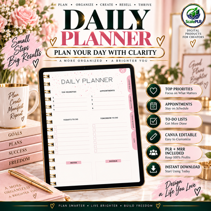 That Girl Digital & Printable Planner 2026 | Self-Care, Wellness & Productivity | Resell Rights