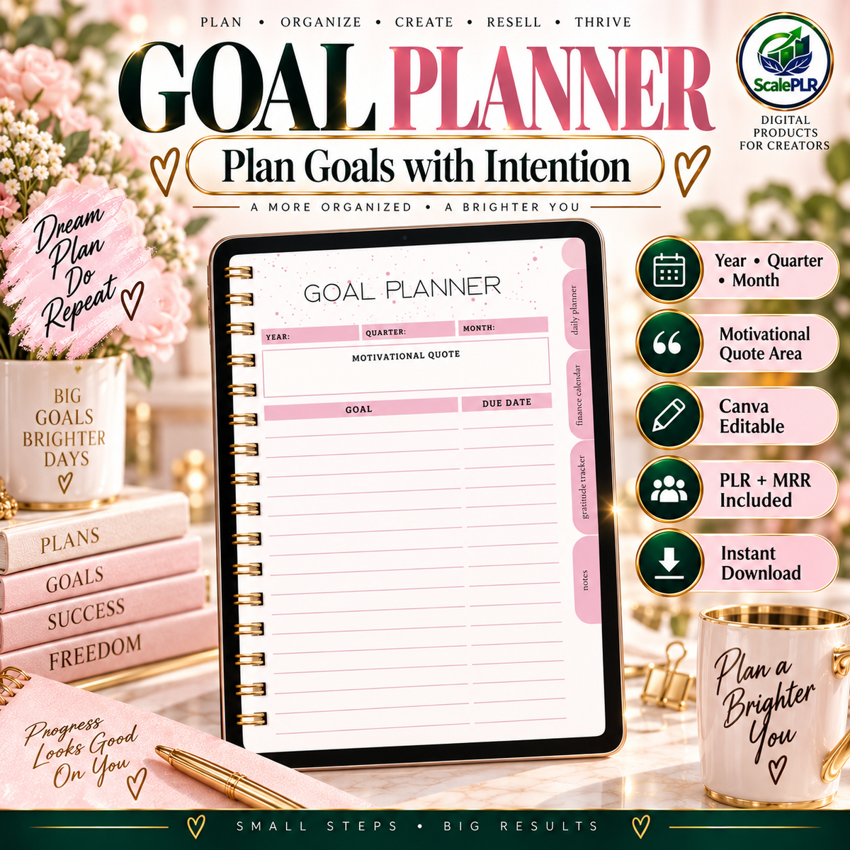 That Girl Digital & Printable Planner 2026 | Self-Care, Wellness & Productivity | Resell Rights
