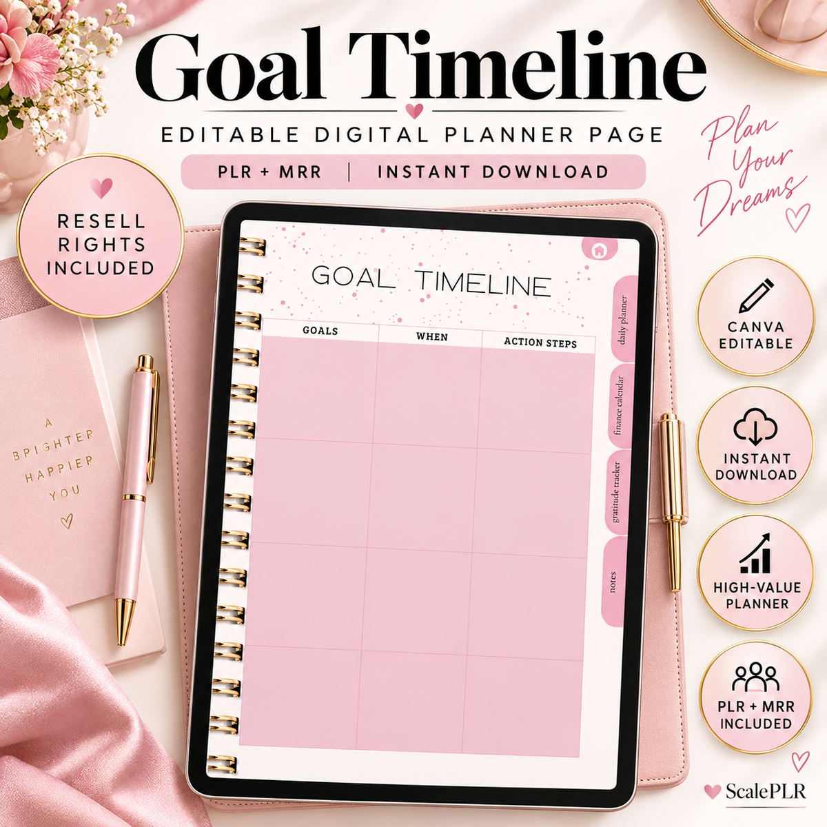 That Girl Digital & Printable Planner 2026 | Self-Care, Wellness & Productivity | Resell Rights
