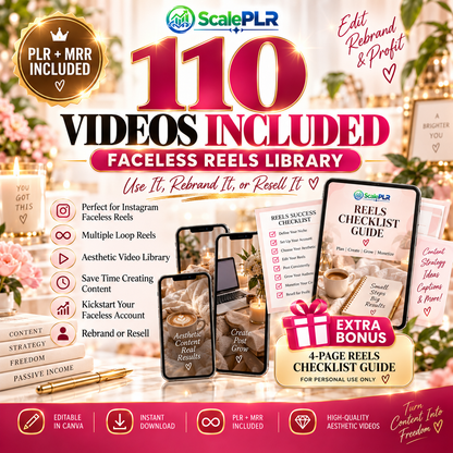 110 Faceless Reels Bundle | Instagram & TikTok Videos | PLR + MRR