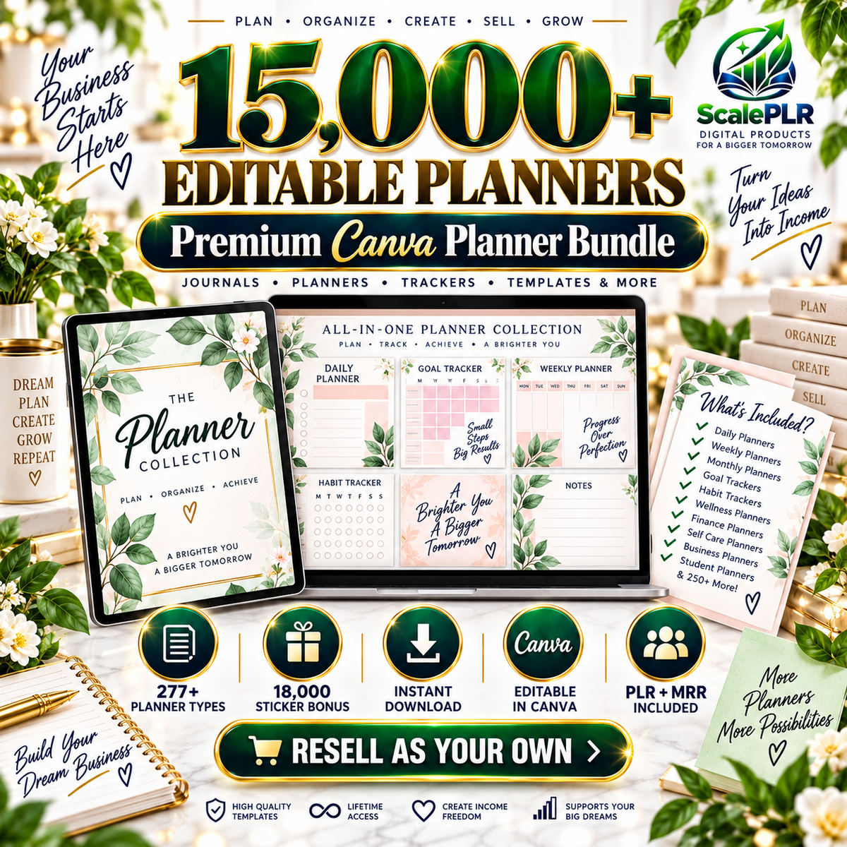 15,000+ Pages PLR Planners, Journals, & Templates | 2026 Bundle | with Resell Rights