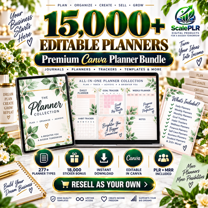 15,000+ Pages PLR Planners, Journals, & Templates | 2026 Bundle | with Resell Rights