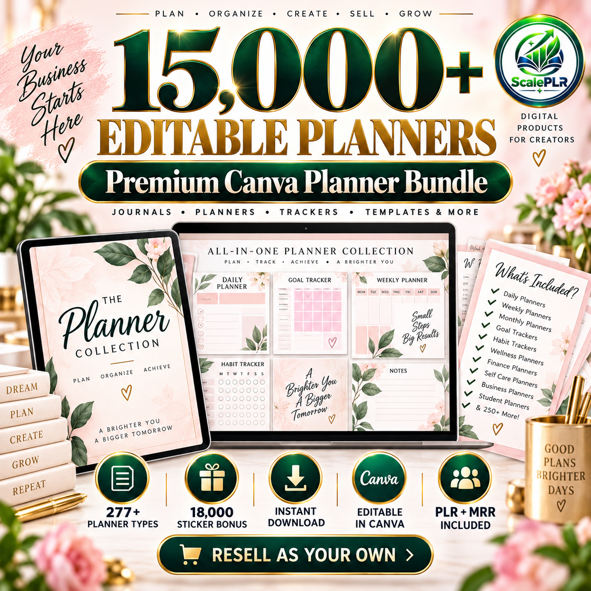 15,000+ Pages PLR Planners, Journals & Templates | Updated 2026 Mega Bundle + New Bonuses & Resell Rights