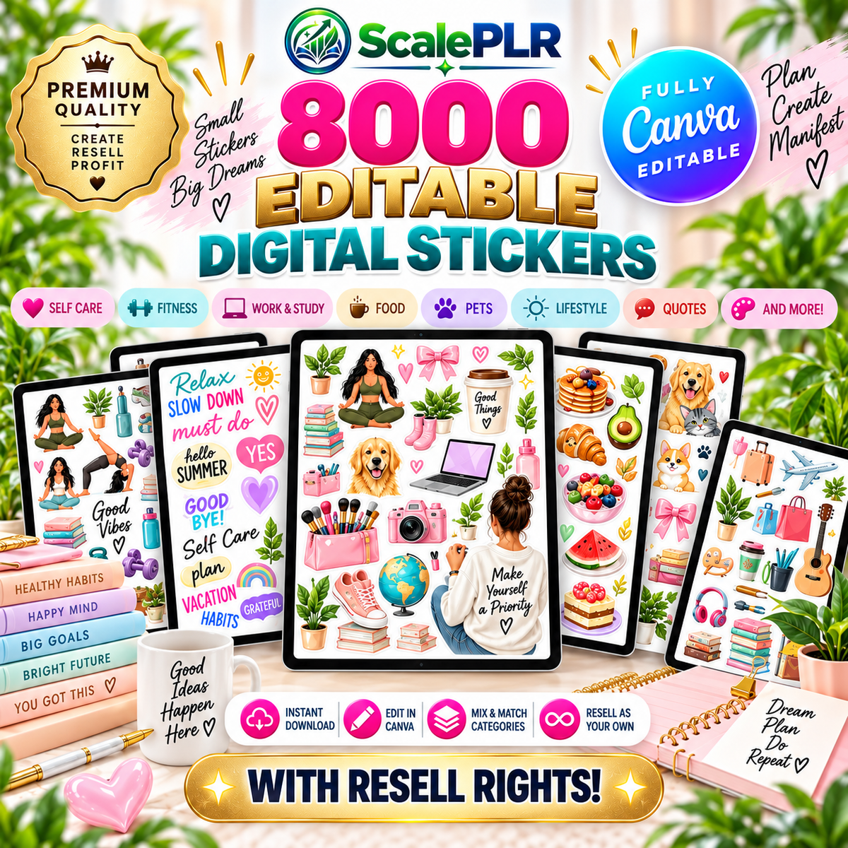 8,000+ Digital Planner Stickers | PNG Bundle for Planners & Journals | PLR + MRR
