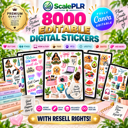 8,000+ Digital Planner Stickers | PNG Bundle for Planners & Journals | PLR + MRR