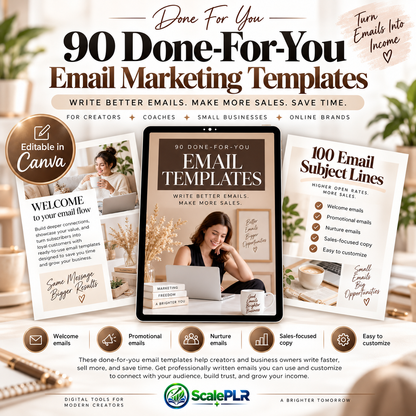 90 Pre-Written Email Marketing Templates For Digital Product Business | Master Resell Rights MRR | Private Label Rights | PLR Digital Product