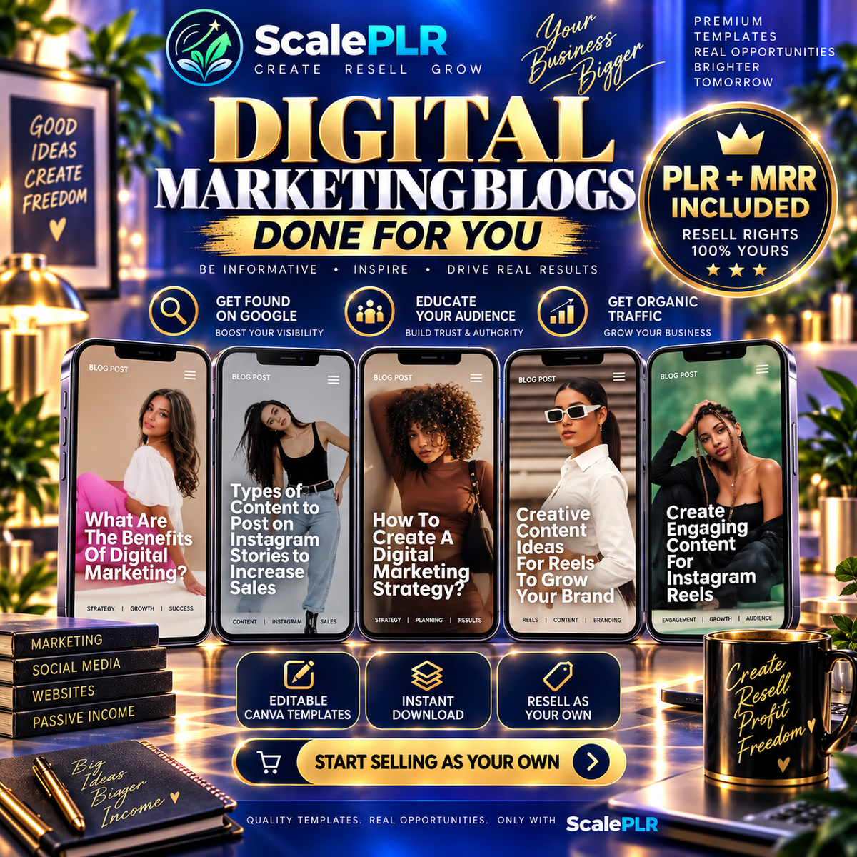 21 Digital Marketing Blogs: Ready-to-Use PLR Blogger Templates