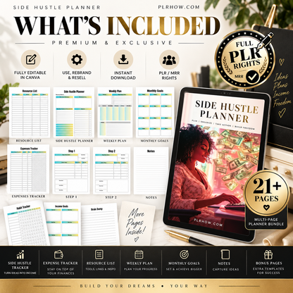 Side Hustle Planner PLR/MRR (2 Versions Included: Editable & Printable)
