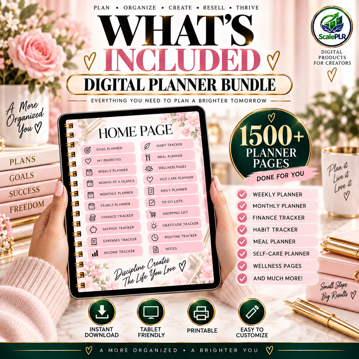 That Girl Digital & Printable Planner 2026 | Self-Care, Wellness & Productivity | Resell Rights