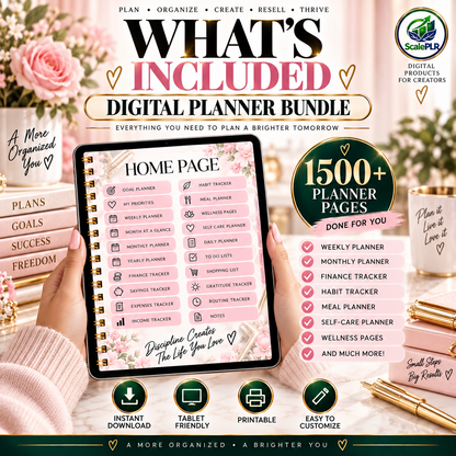 That Girl Digital & Printable Planner 2026 | Self-Care, Wellness & Productivity | Resell Rights