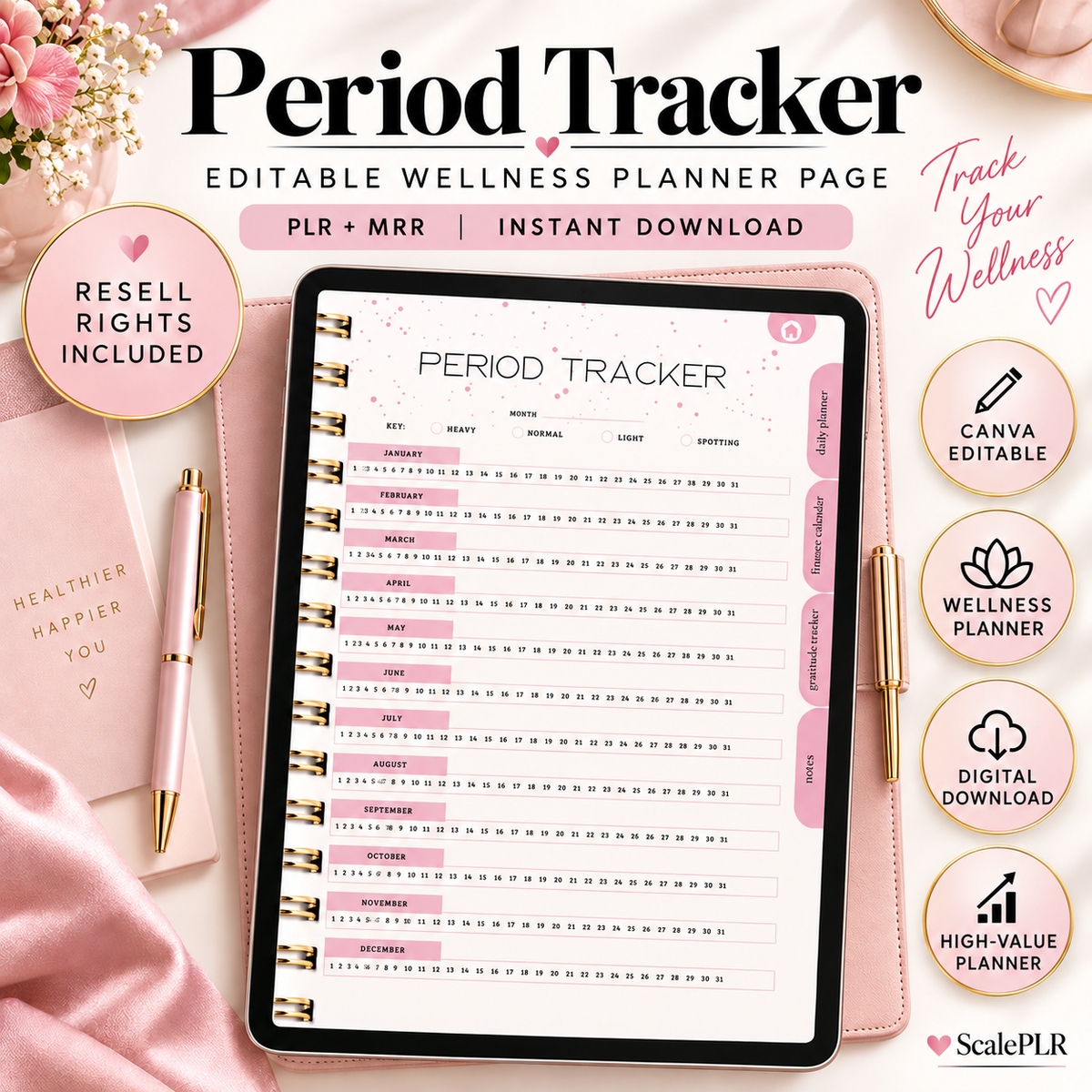 That Girl Digital & Printable Planner 2026 | Self-Care, Wellness & Productivity | Resell Rights