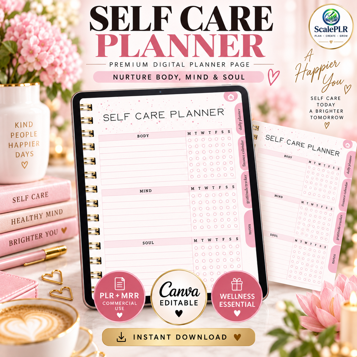 That Girl Digital & Printable Planner 2026 | Self-Care, Wellness & Productivity | Resell Rights