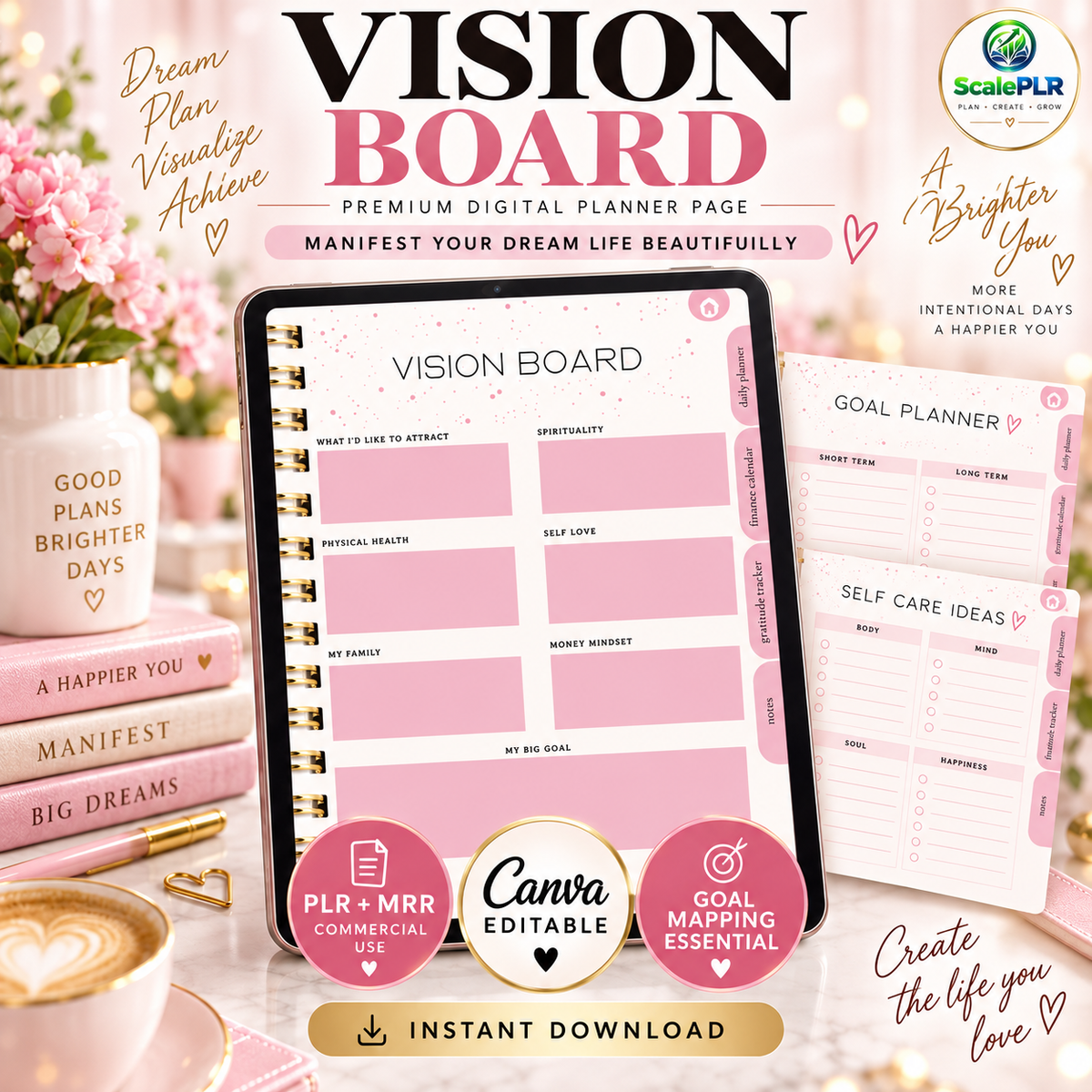 That Girl Digital & Printable Planner 2026 | Self-Care, Wellness & Productivity | Resell Rights
