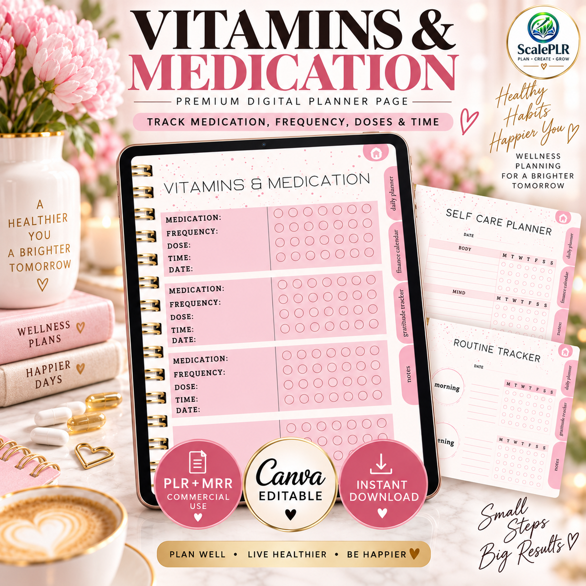 That Girl Digital & Printable Planner 2026 | Self-Care, Wellness & Productivity | Resell Rights