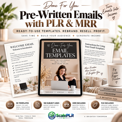 90 Pre-Written Email Marketing Templates For Digital Product Business | Master Resell Rights MRR | Private Label Rights | PLR Digital Product