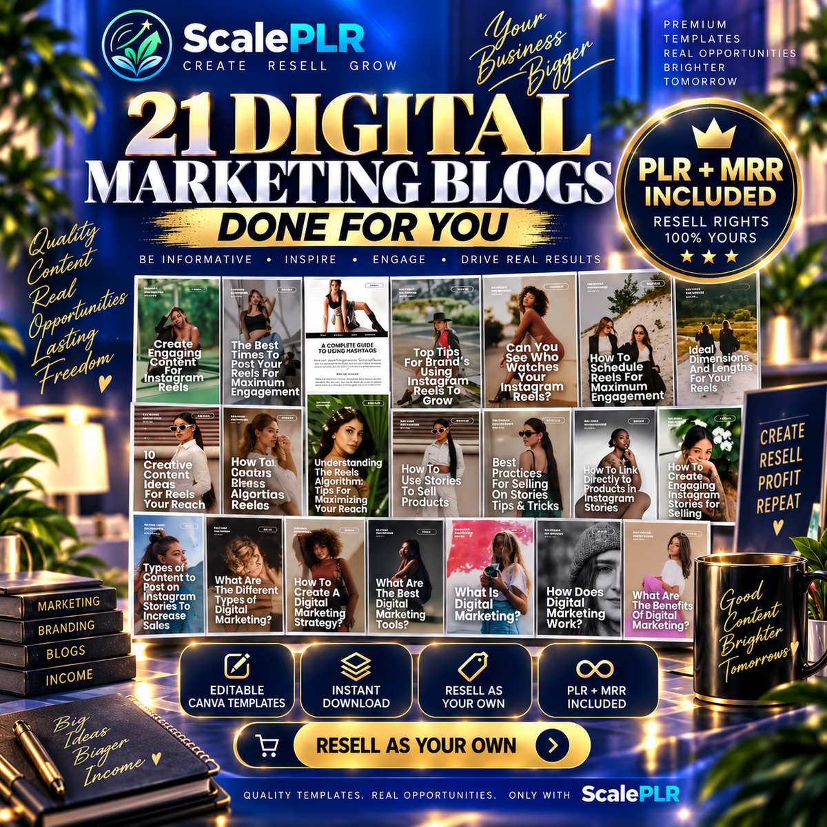 21 Digital Marketing Blogs: Ready-to-Use PLR Blogger Templates
