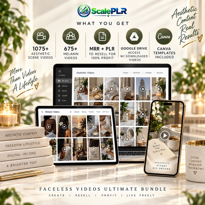 1750+ Faceless Aesthetic Videos | Reels & Social Media Content | Canva Editable | PLR + MRR