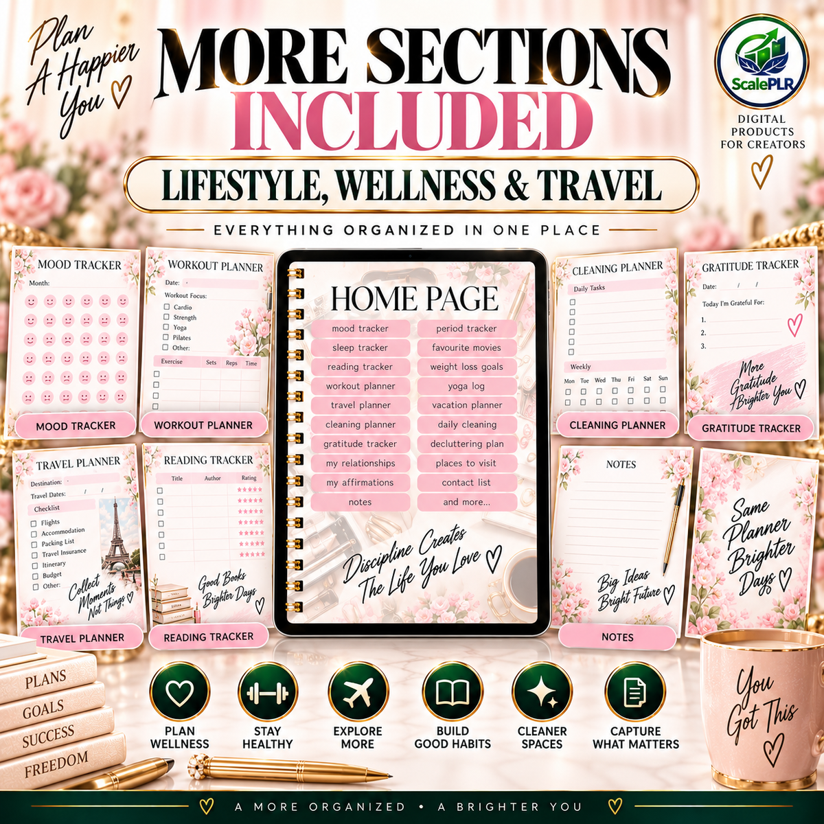 That Girl Digital & Printable Planner 2026 | Self-Care, Wellness & Productivity | Resell Rights