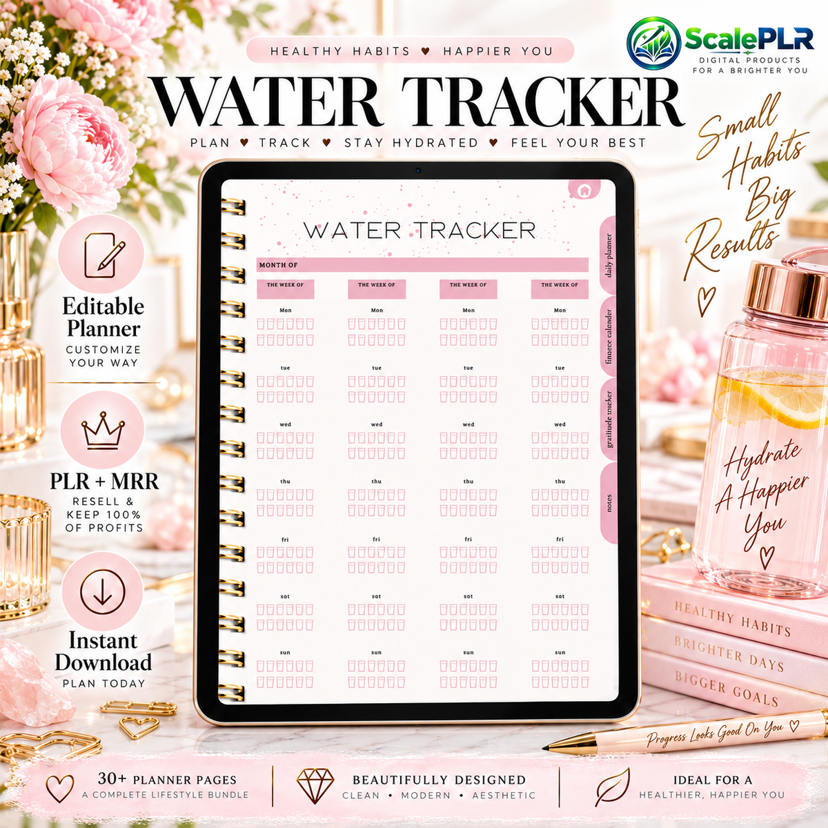 That Girl Digital & Printable Planner 2026 | Self-Care, Wellness & Productivity | Resell Rights