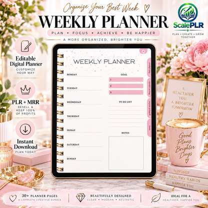 That Girl Digital & Printable Planner 2026 | Self-Care, Wellness & Productivity | Resell Rights