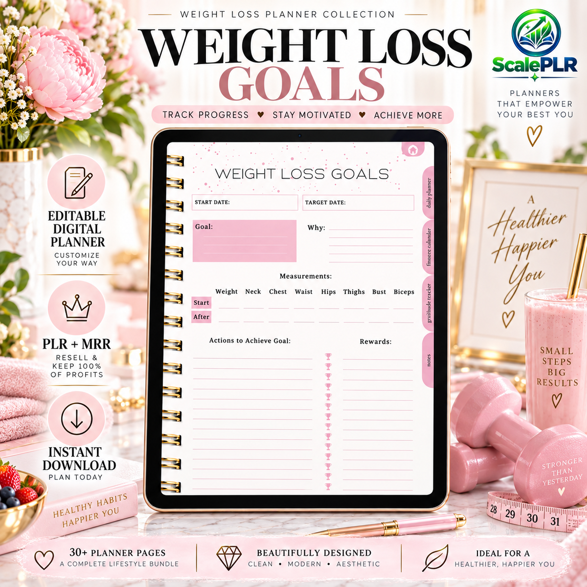 That Girl Digital & Printable Planner 2026 | Self-Care, Wellness & Productivity | Resell Rights