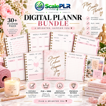 That Girl Digital & Printable Planner 2026 | Self-Care, Wellness & Productivity | Resell Rights