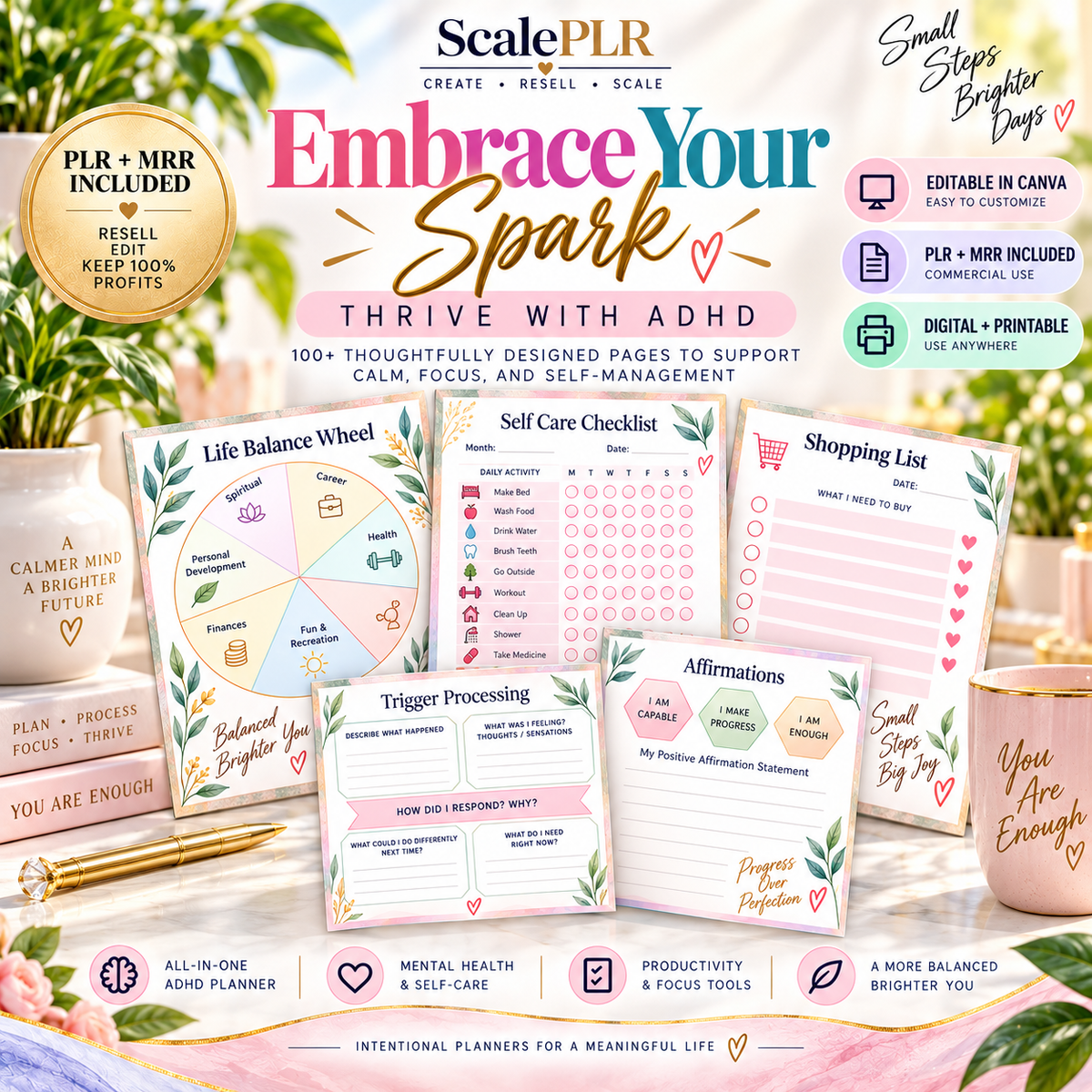 All in One ADHD Digital Planner for Goodnotes, iPad & Phone + Bonus ADHD Notion Template