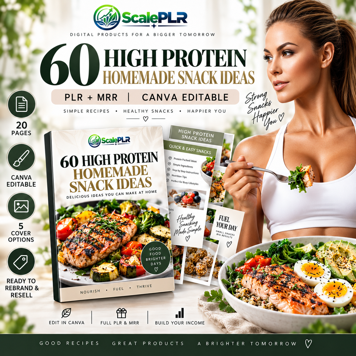 60 High Protein Recipe Book with Resell Rights | Printable & Editable