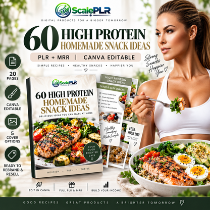 60 High Protein Recipe Book with Resell Rights | Printable & Editable