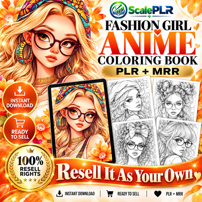 85 Fashion Girl Anime Coloring Pages | Printable Coloring Book | PLR + MRR Resell Rights