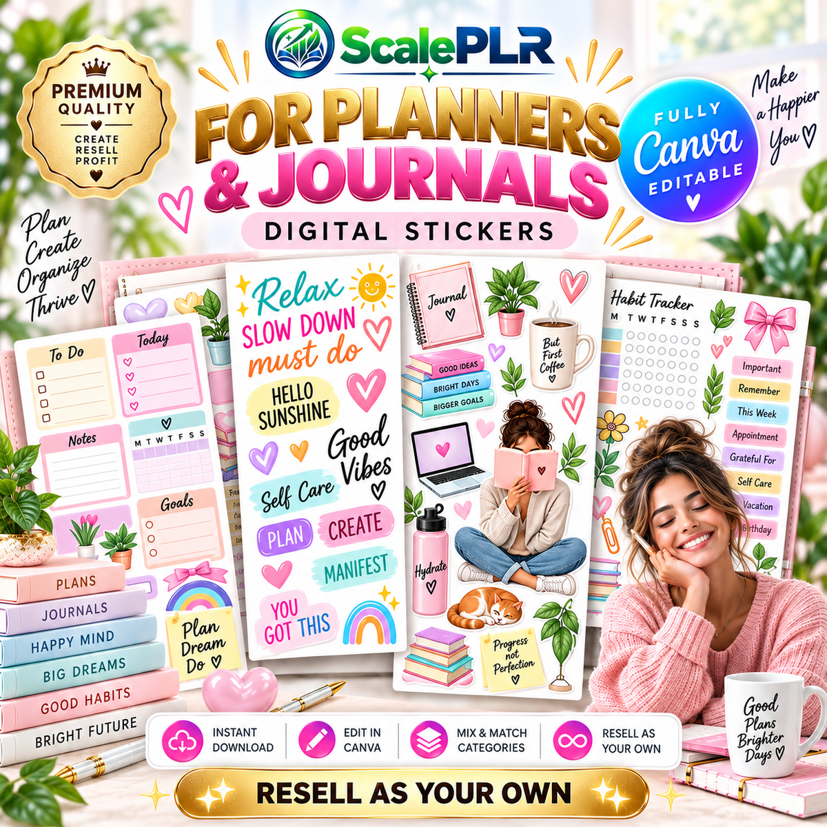 8,000+ Digital Planner Stickers | PNG Bundle for Planners & Journals | PLR + MRR