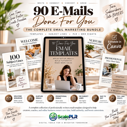 90 Pre-Written Email Marketing Templates For Digital Product Business | Master Resell Rights MRR | Private Label Rights | PLR Digital Product