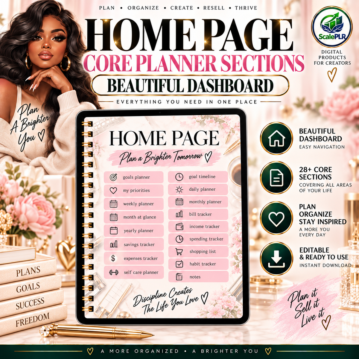 That Girl Digital & Printable Planner 2026 | Self-Care, Wellness & Productivity | Resell Rights