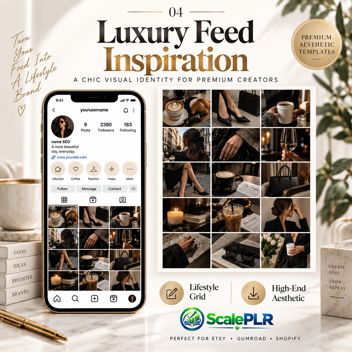 Luxury Instagram Canva Template Kit | Canva Editable | PLR + Resell Rights