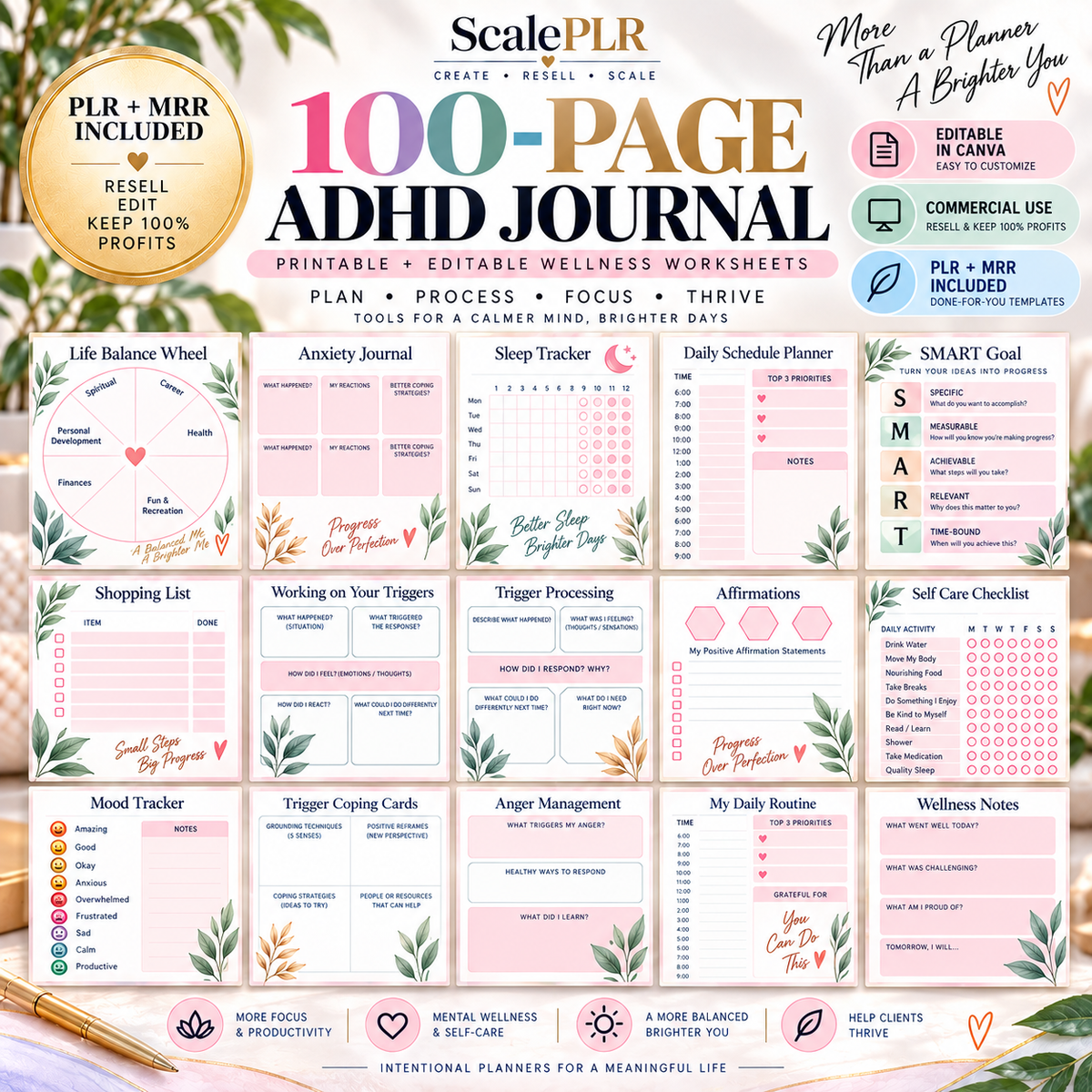 All in One ADHD Digital Planner for Goodnotes, iPad & Phone + Bonus ADHD Notion Template