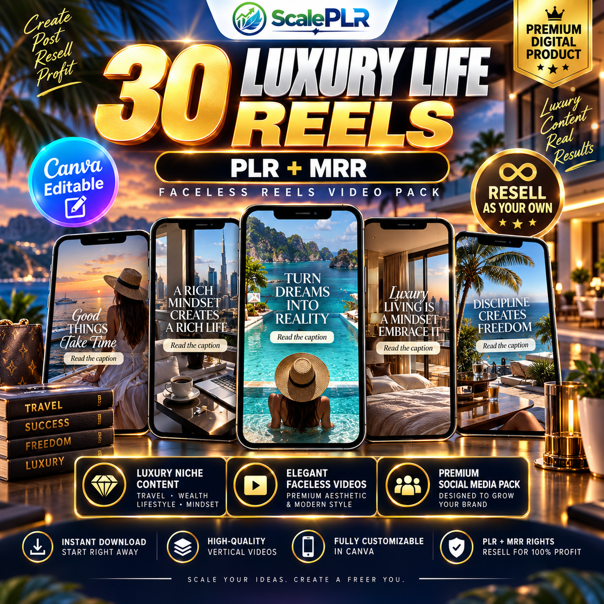 340 Faceless Reels Bundle | Canva-Editable Instagram & TikTok Videos | PLR + MRR